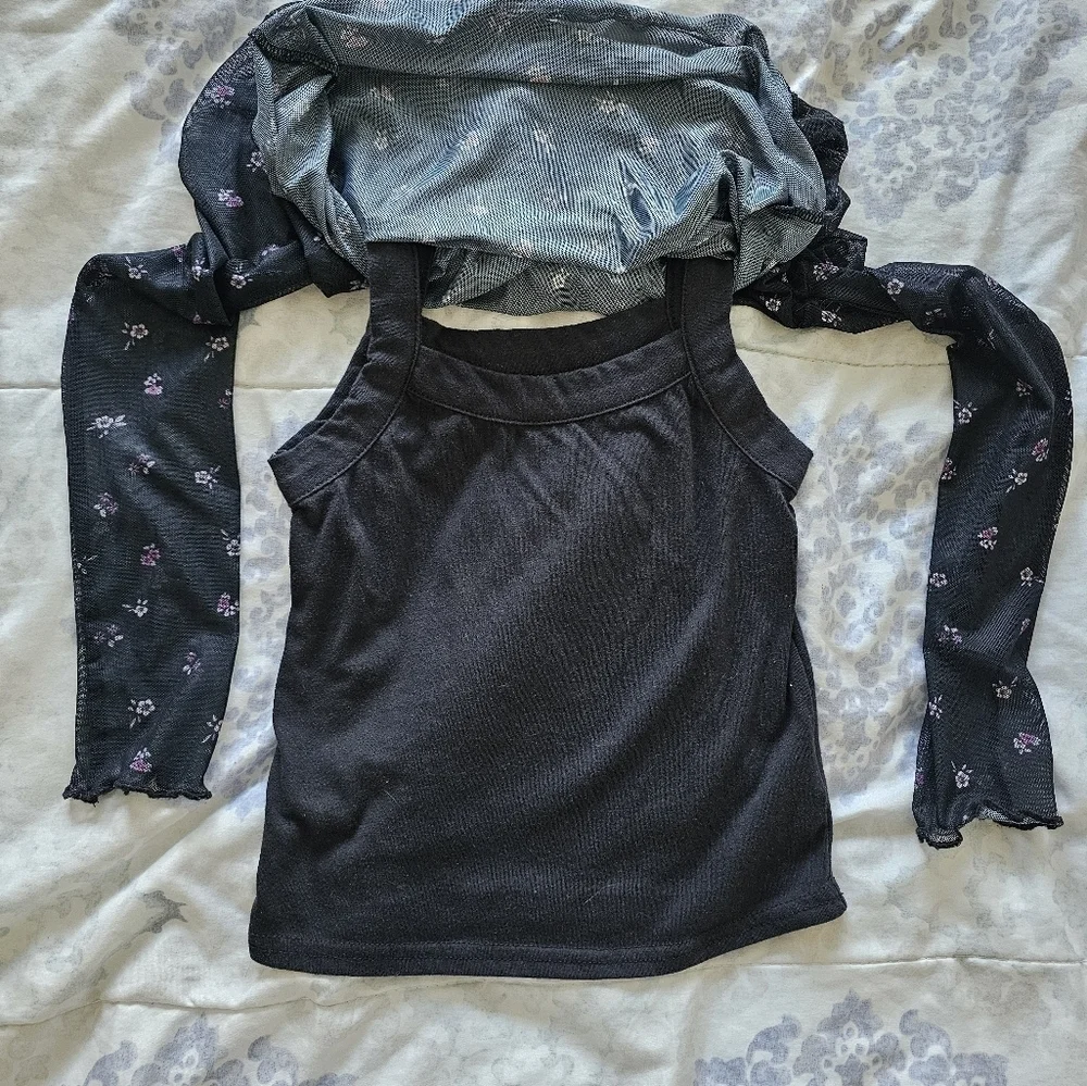 Carter's Girls 2-Piece Floral Mesh Layover Top, Size 6/7